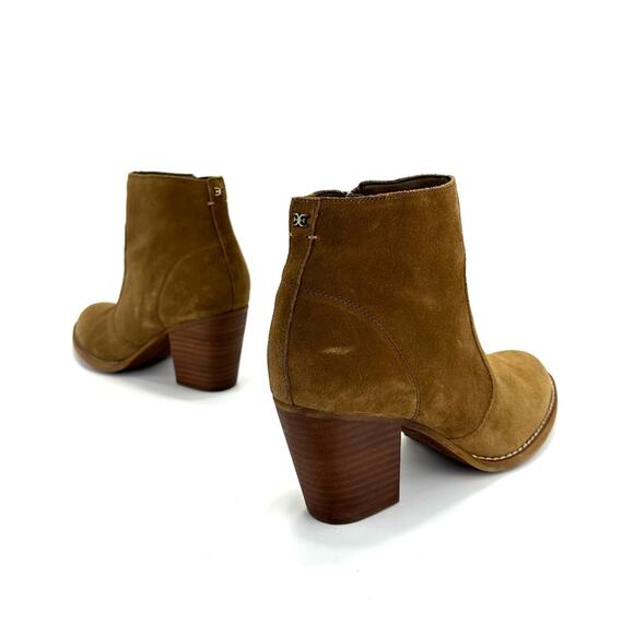 Sam Edelman Mari Women Brown Ankle Boot Sz 9.5 Suede Cuban Heel Cushioned Bootie - Picture 14 of 15